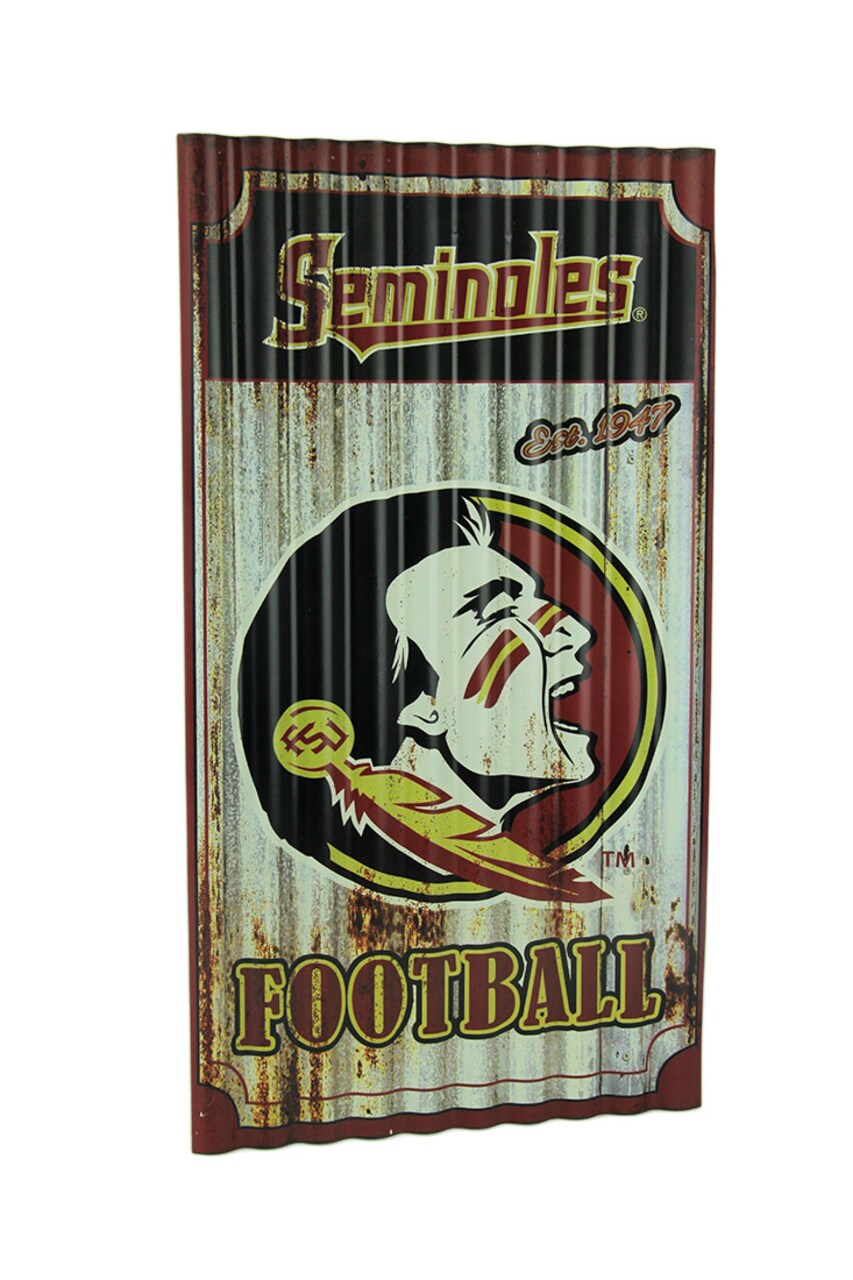 Florida State Seminoles Football Weathered Finish Corrugated Metal Sign